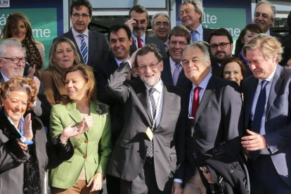 Mariano Rajoy, María Dolores de Cospedal y Esteban González Pons, entre otros, en el foro de Dublín del PPE, hoy.