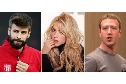 Piqué, Shakira y Zuckerberg.