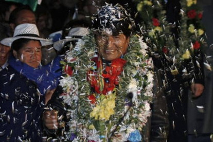 Evo Morales, a su llegada al aeropuerto de El Alto, en Bolivia, el miércoles.