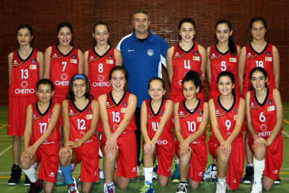 Formación del equipo infantil del Baloncesto Femenino León.