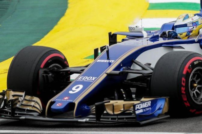 Ericsson, de Sauber, durante la clasificación de Interlagos.