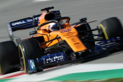 Carlos Sainz (McLaren), hoy, en el Circuit de Cataluña.