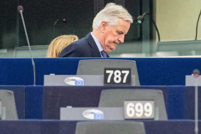 Michel Barnier, negociador jefe europeo del Brexit, ayer en la Eurocámara.