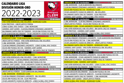 Calendario de Liga del Cleba temporada 2022-23. DL