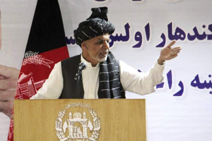 Ghani durante una rueda de prensa ayer en la que agradeció el apoyo estadounidense. MUHAMMAD SADIQ