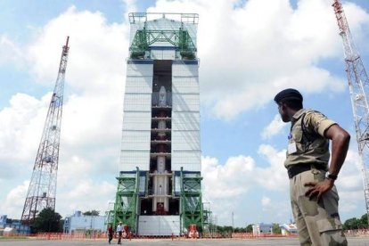Plataforma de lanzamiento del cohete a Marte de la India en Sriharikota.