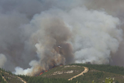 El fuego amenazó al pinar de Quilós durante la tarde. CÉSAR SÁNCHEZ