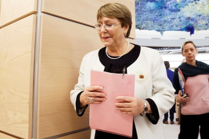 La alta comisionada de la ONU para los derechos humanos, Michele Bachelet, en Ginebra.