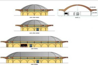 Maqueta del futuro recinto ferial de Cacabelos, que albergará el museo del vino