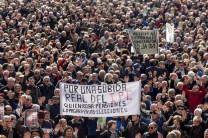 Imagen de una manifestación de pensionistas en Bilbao, en febrero del 2018