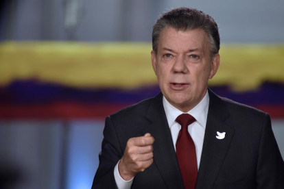 El presidente de Colombia, Juan Manuel Santos, durante su mensaje al país, este miércoles.