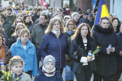 Manifestación en León cuando se cumple un año de la guerra en Ucrania. RAMIRO