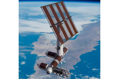 La Estación Internacional con la Tierra al fondo. AXIOM SPACE