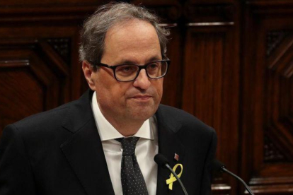 Quim Torra durante su discurso ante los diputados.