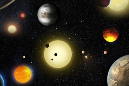 Recreación artística de planetas descubiertos por el telescopio Kepler de la NASA a mayo del 2016.