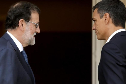 Mariano Rajoy y Pedro Sánchez, el 7 de septiembre en la Moncloa, para hablar del desafío soberanista catalán.