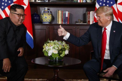 El presidente de EEUU Donald Trump y Kim Jong-un, líder de Corea del Norte.