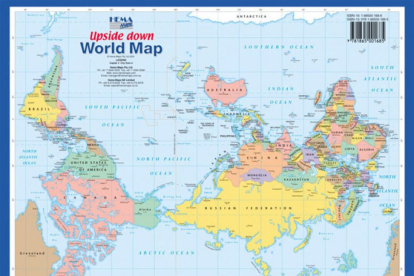 Australia, en el centro del mundo, en un mapa 'upside down'.