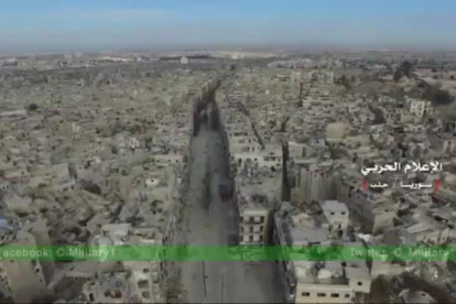 Un dron muestra la destrucción en Alepo.