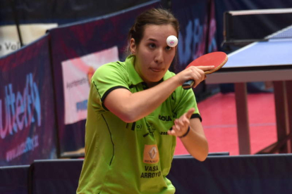 La leonesa María Ramírez Redondo en un partido del Campeonato de España de tenis de mesa. NURIA