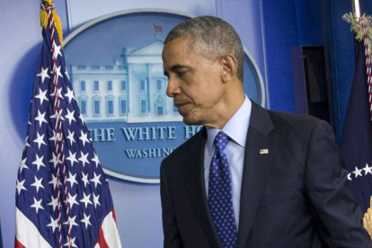 Obama abandona la rueda de prensa de esta tarde en la Casa Blanca, donde ha hablado de una posible intervención de su país en Irak.