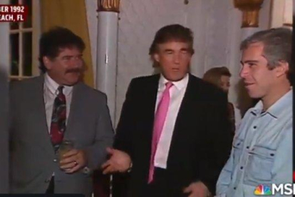 Una captura del vídeo de Trump y Epstein festejando en 1992.