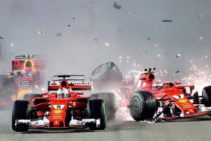 El accidente entre Vettel y Kimi Raikkonen.