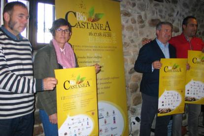 Alba, Miranda, Valcarce y Arias, en la presentación de la séptima edición de Biocastanea 2016. MACÍAS