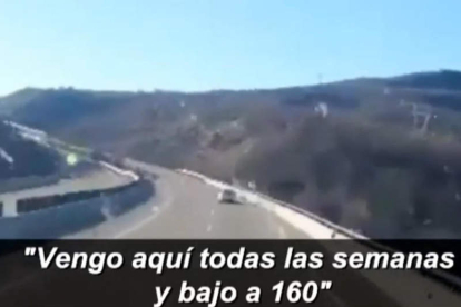 Imagen captada del vídeo realizado por el camionero bajando el Manzanal en la vertiente berciana.