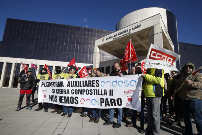Trabajadores de las auxiliares de Compostilla, en León. RAMIRO