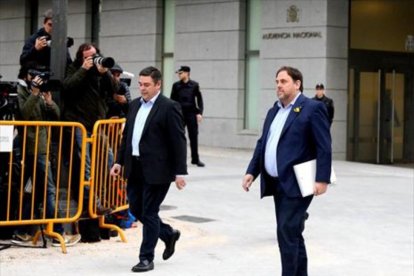 Oriol Junqueras, a su llegada a la Audiencia Nacional, el jueves.