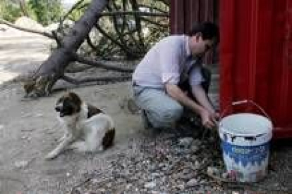 El dueño del perro señala el lugar donde encontró al can con el feto en la boca