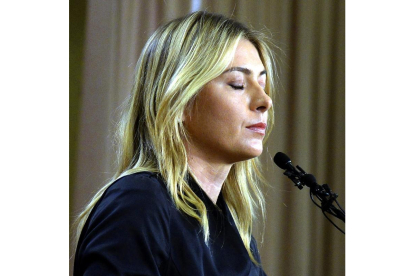 Sharapova, en la rueda de prensa del pasado marzo en la que anunció su positivo en Australia