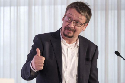 El líder de Catalunya en Comú-Podem, Xavier Domènech, en un acto en la pasada campaña electoral.