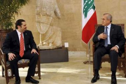 Saad Hariri junto al presidente del Líbano, Michel Suleiman.