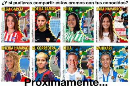 Imagen de los cromos de la Liga Femenina elaborados por Mari Ángeles Vázquez que ella ha colgado en Twitter.