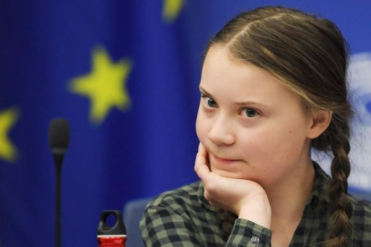Greta Thunberg, en el Parlamento europeo, en Estrasburgo.