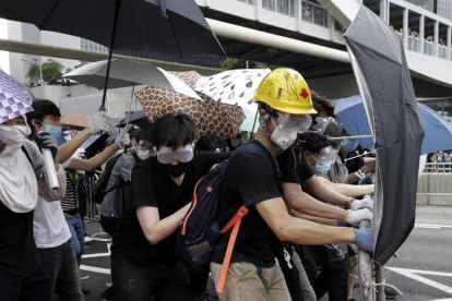 Manifestantes durante las protestas en Hong Kong.