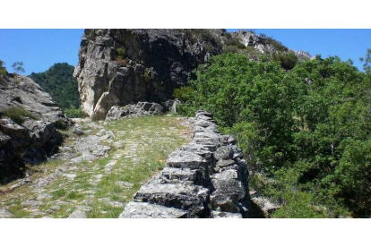 Imagen de un tramo de la calzada romana del Esla, también conocida como ruta Vadiniense o Vía Saliámica.