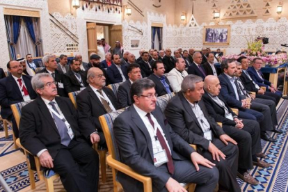 Representantes de la oposición siria durante el encuentro en Riad.