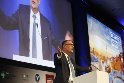 Goran Marby, en su intervención en el congreso del ICANN en Barcelona.