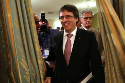 El 'president' Carles Puigdemont, este viernes, en las jornadas de S'Agaró.