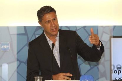 El candidato del PPC, Xavier García Albiol durante una rueda de prensa.