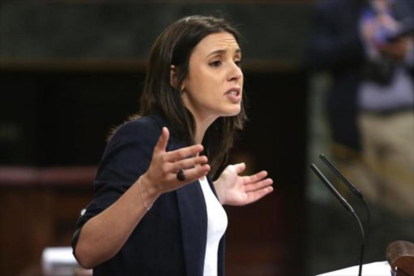 Irene Montero defendió la moción de censura contra Rajoy.