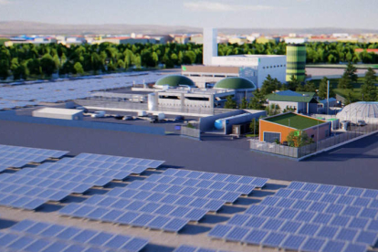 Imagen virtual del parque de energías renovables, que se construirá junto al cementerio y la Edar, en una parcela de 22 hectáreas. DL