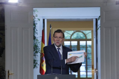 Rajoy hace balance de la evolución de la economía, este viernes en la Moncloa.