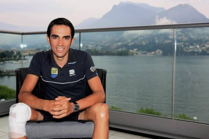 Contador, anunciando en Lugano su vuelta a la Vuelta.