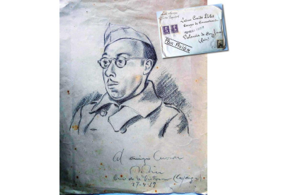 Retrato de Jaime Cusidó Llobet firmado por otro preso del Campo de Concentración de Valencia de Don Juan. FAMILIA CUSIDÓ /CORTESÍA CABAÑAS