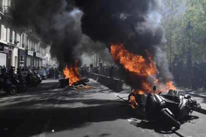 Imagen de las protestas de este sábado en el centro de París.