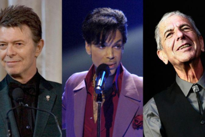 David Bowie, Prince y Leonard Cohen, todos ellos fallecidos en el 2016.